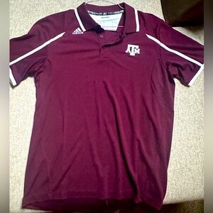 Adidas Maroon Polo Shirt with White Accents Texas A&M Aggies Large Climalite